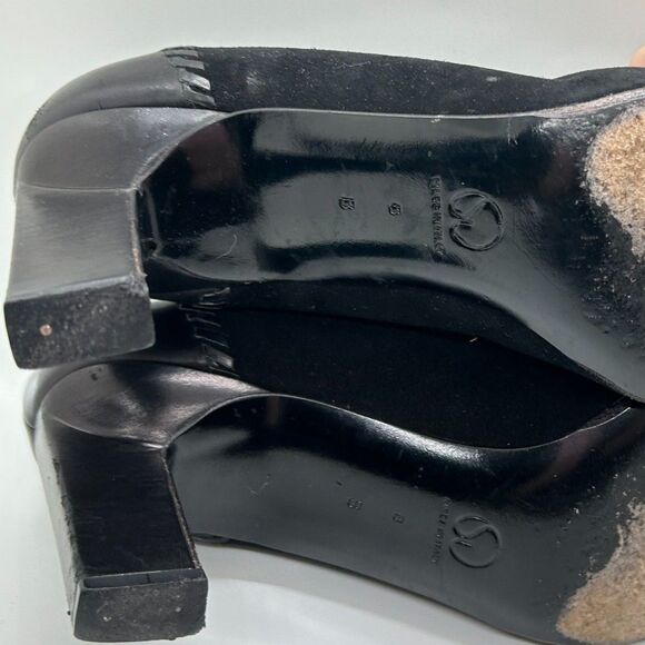Vintage St. John Black Smooth and Suede Leather High Heel Pumps Size 8B - Picture 9 of 12